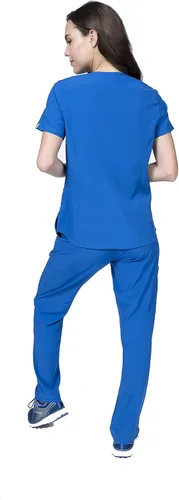 Vista 4 de Scrubs for Women Set 8 Pocket 4-Way Stretch Mock Wrap & Cargo Pant for Nurses Veterinarian Dentist Elements Select ES2976