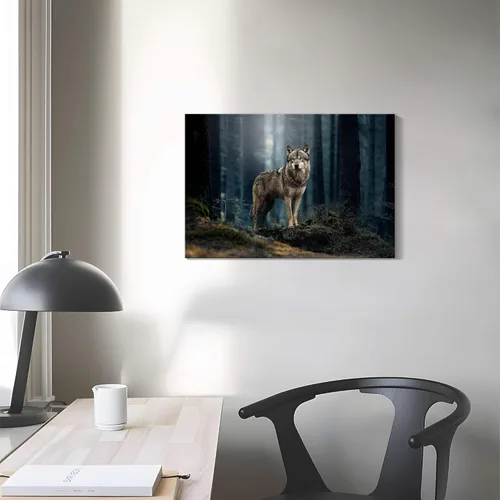 Vista 6 de Sea Whisper - Lienzo de arte de pared de vida silvestre, lobo en la hierba con ojos firmes, naturaleza, bosque, escena de parque, pintura artística