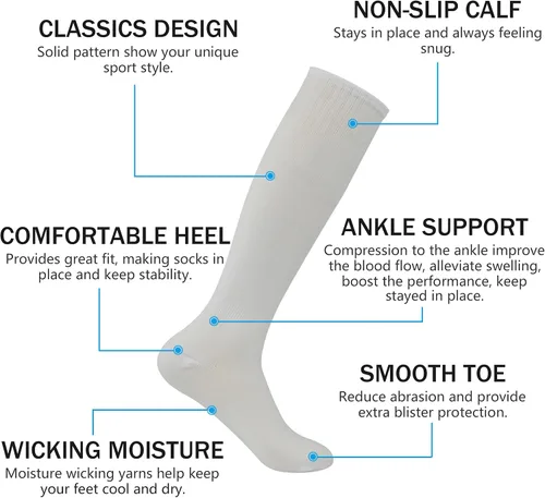 Vista 2 de Calcetines de fútbol, unisex, tubo largo, sólido, sóftbol, fútbol, béisbol, equipo, deportes, atléticos, hasta la rodilla, 2612 pares
