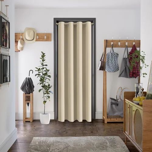 Vista 8 de BGment Cortina negra de puerta de 80 pulgadas de largo para puerta, cortina de armario de dormitorio, aislamiento térmico, con ojales, divisor