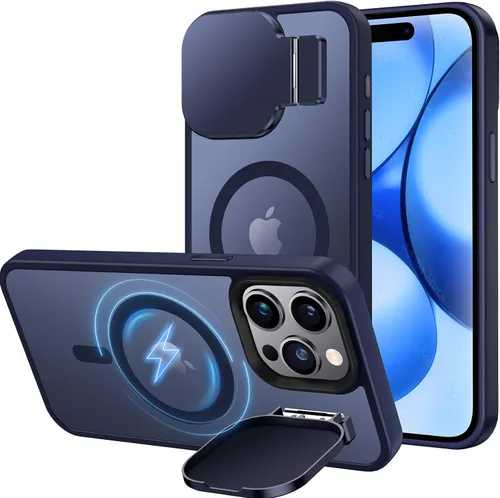 Vista 13 de Silverback Funda para iPhone 14 Pro Max con funda para cámara, compatible con MagSafe, con soporte integrado, funda magnética translúcida mate a