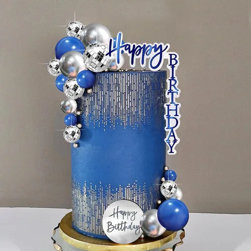 Vista 10 de Juego de 25 adornos de acrílico para pastel de cumpleaños, números 0-9, decoración de pastel en forma de bola (negro)