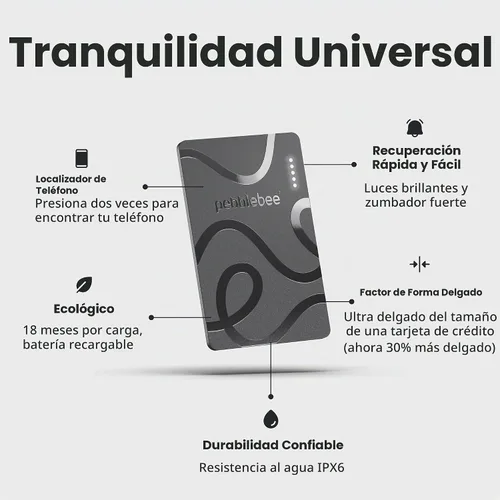 Vista 3 de Pebblebee Card 5 Tarjeta Rastreadora de Billetera Bluetooth Recargable Tarjeta de Rastreo Alternativa Ecológica Delgada a Air Tag y Android