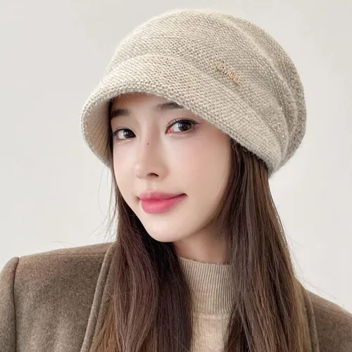 Vista 6 de Gorro de punto holgado con visera Bill Fancy Chemo Cap Winter Baggy Hats Women