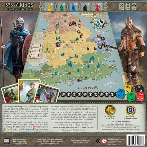 Vista 4 de Academy Games 878 Vikings Invasion of England 2nd Edition Juego de mesa 2 a 4 jugadores