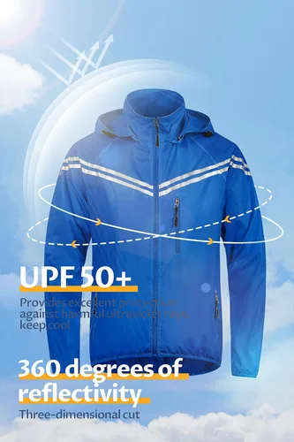 Vista 4 de CREATMO US Abrigos de lluvia impermeables para hombre, chaqueta de ciclismo reflectante con capucha extraíble