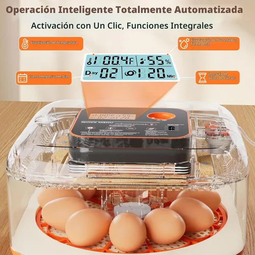 Vista 3 de Incubadoras para incubar huevos Incubadora automática de huevos con control de temperatura y pantalla de humedad, capacidad de 12 huevos para pollo