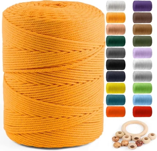 Vista 48 de ZUEXT Cordón de algodón para macramé de 4 mm x 500 m, ZUEXT Cordones trenzados naturales hechos a mano en verde manzana de 4 hebras, cuerda de lana