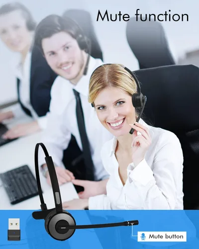 Vista 5 de HUAKUA Auriculares Bluetooth con micrófono, auriculares de camionero de una sola oreja con cancelación de ruido, auriculares inalámbricos