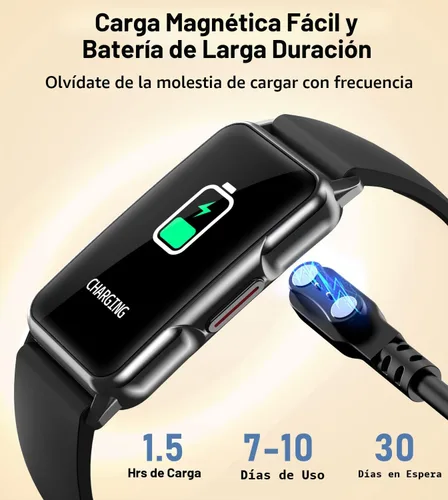 Vista 3 de Reloj inteligente con monitor de salud y fitness con frecuencia cardíaca 24/7, oxígeno en sangre, presión arterial, monitor de sueño, 115 modos