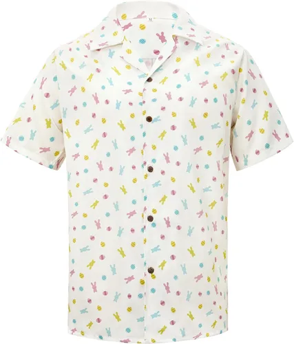 Vista 12 de American Trends Camisa hawaiana de manga corta con botones tropicales para Impresión de leopardo