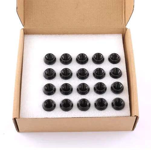 Vista 6 de 20 tuercas hexagonales negras de 1/2 a 20 pulgadas compatibles con ruedas Jeep Ford-Dodge Lincoln de 5 lengüetas, tuercas de 1/2 pulgada de altura