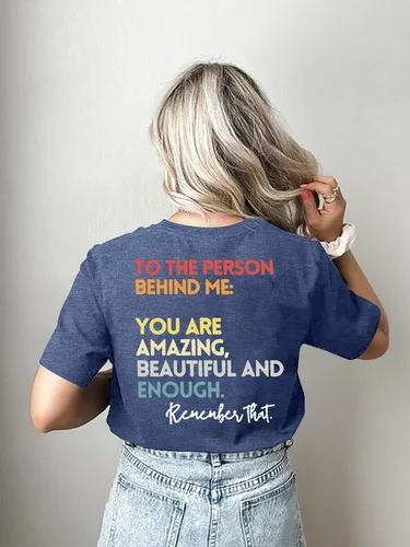 Vista 2 de MOUSYA Camiseta con texto en inglés You Matter to The Person Behind Me, You are Amazing Beautiful and Enough