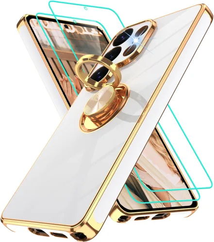 Vista 92 de Funda para Motorola Moto G 5G 2024: Funda Moto G Play 5G 2024 con 2 piezas de protectores de pantalla, soporte de anillo de rotación de 360°