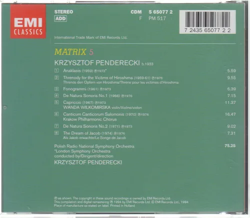 Vista 2 de Penderecki: Anaklasis; Threnody; etc. Audio CD – Clásica, 15 Marzo 1994
