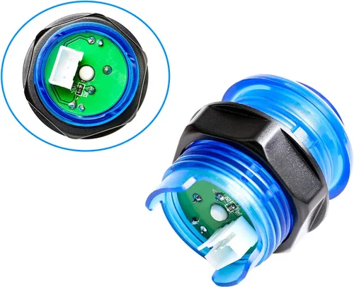 Vista 8 de Qenker 2 jugadores LED Arcade DIY Parts 2X USB Encoder + 2X Joystick + 20x LED Arcade Botones para PC, MAME, Raspberry Pi, Windows (kit rojo y azul)