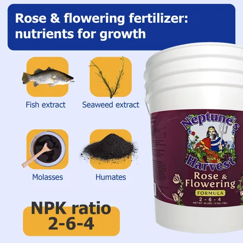 Vista 3 de Neptune's Harvest Fertilizante de rosas y flores (2-6-4) - Cubo de 5 galones - Alimento líquido orgánico para flores vibrantes y crecimiento