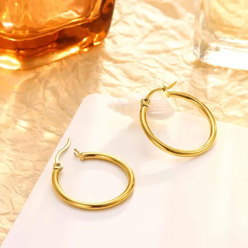 Vista 7 de Jstyle 3-4pares de aretes argollas de acero inoxidable, aro de 10mm-50mm para mujer