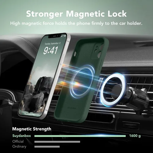 Vista 3 de Funda magnética para iPhone 12, compatible con MagSafe, [protección completa de la cámara] [protectores de pantalla] funda protectora de silicona a