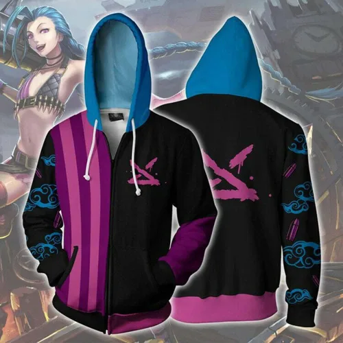 Vista 3 de Sudadera con capucha con cremallera y estampado 3D de anime Multi