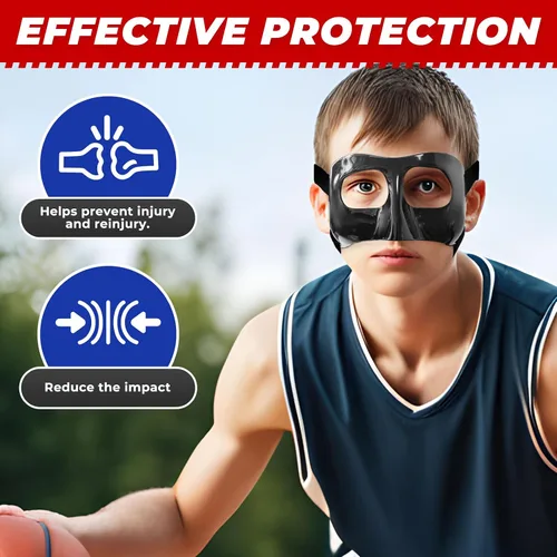 Vista 4 de WR01A Kids Nose Guard for Broken Nose Girls Boys Adjustable Basketball Soccer Sports Face Mask with Foam Padding and Stickers for Youth Teens