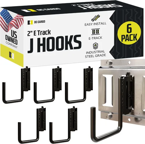 Vista 16 de DC Cargo - Ganchos J de pista E (5,08 cm - Paquete de 4) - Accesorios verticales de pista E - Ganchos para colgar para su sistema de riel de pista E