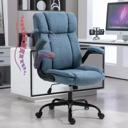 Vista 11 de Silla de oficina con respaldo alto, ergonómica, ejecutiva, silla de escritorio para computadora, cómoda tela, acolchada, sillas de escritorio