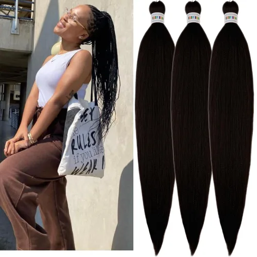 Vista 119 de Cabello trenzado para niños preestirado de 16 pulgadas, color negro para niños, trenzas sin nudos