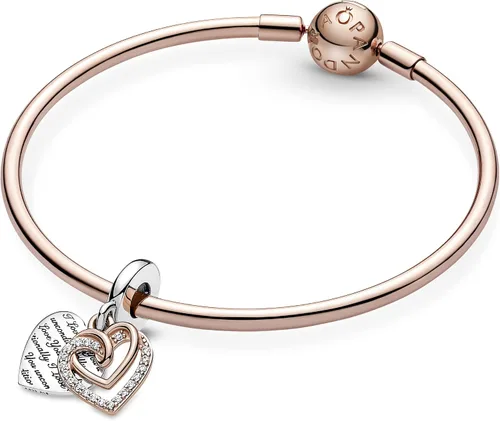 Vista 5 de PANDORA Corazón chapado en oro rosa de 14 quilates y plata esterlina, Circonita Cúbica