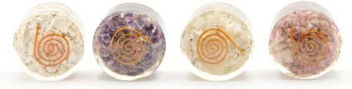 Vista 8 de 4 cristales de meditación y piedras curativas. Juego de regalo de relajación. Turmalina negra, aventurina verde, selenita y cristal de amazonita
