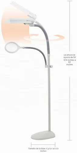 Vista 3 de OttLite EasyView CFL - Lámpara de pie con lupa, 18 W, color gris paloma