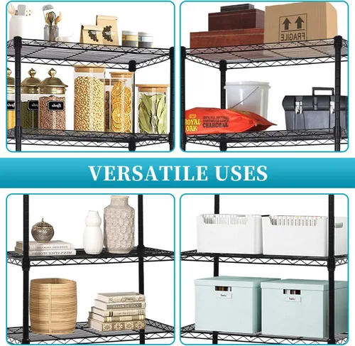 Vista 6 de Estantería de 6 alambres ajustable, estante de almacenamiento de metal con patas niveladoras para armario, lavandería, despensa, cocina, garaje