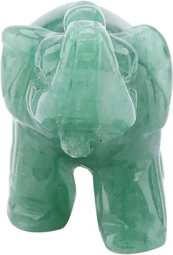 Vista 6 de Akozon Figuras de 2 pulgadas de jade tallado de elefante de cristal, decoración del hogar, artículo de mobiliario (turina verde)