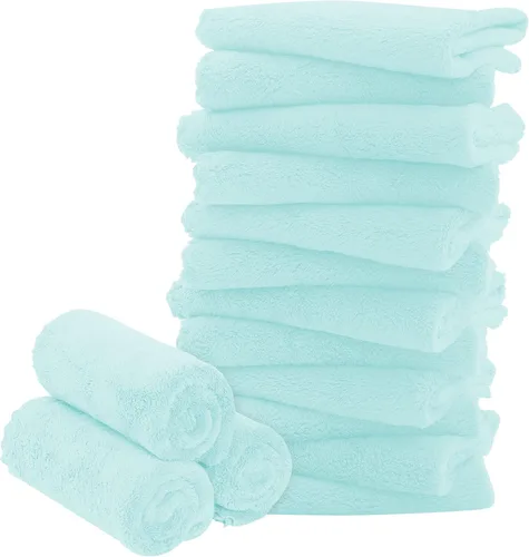 Vista 19 de Paquete de 16 toallitas para bebé - 10x10 pulgadas, vellón de coral - Paños de lavado extra absorbentes y suaves para recién nacidos, bebés y niños