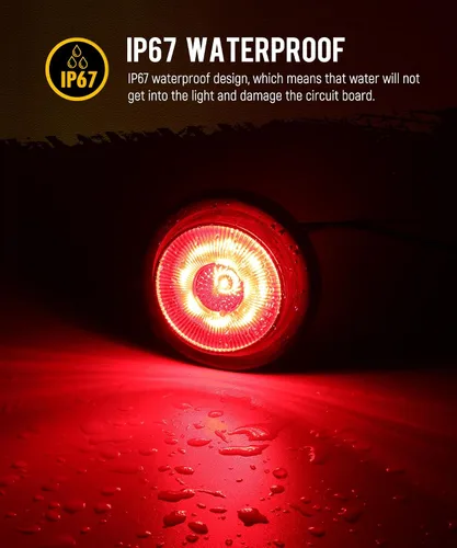 Vista 10 de Partsam - Juego de 5 luces redondas rojas de 6.3 cm con 13 LED para camiones de remolque, luces laterales de posición con reflectores, IP67 a prueba