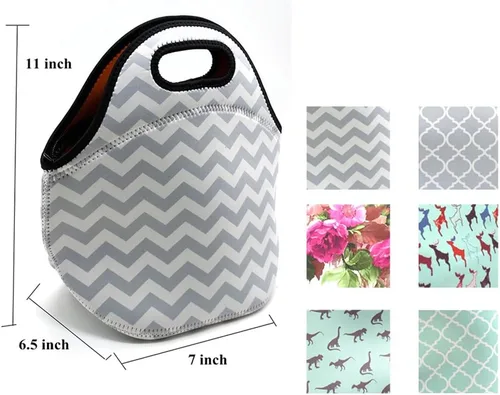Vista 2 de Bolsas de almuerzo de neopreno, bolsas aisladas para almuerzo, bolsa de refrigerador para niños de la escuela, adolescentes, niñas, mujeres, viajes