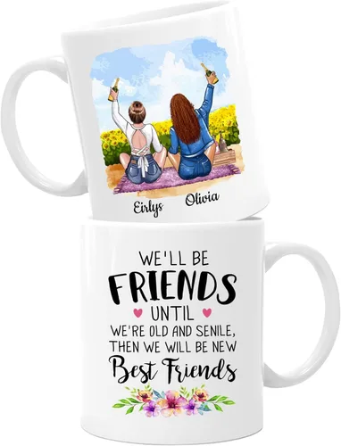 Vista 17 de Taza de café personalizada de la amistad para mejor amiga, regalo de taza del día de Galentine, regalo de taza de Navidad, taza de café
