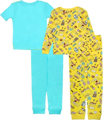 Vista 2 de Nickelodeon Conjunto de pijama de algodón ajustado de 4 piezas para niños, suave y lindo para niños