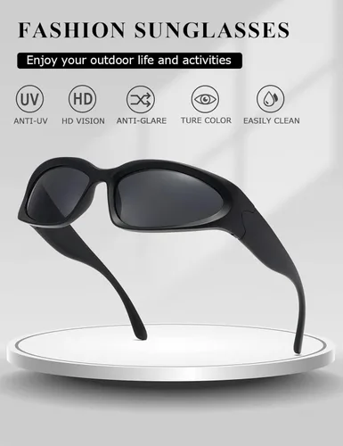 Vista 7 de kimorn Y2K K1273 - Lentes de sol polarizados envolventes para mujeres y hombres Swift Oval Fashion Sport Shades