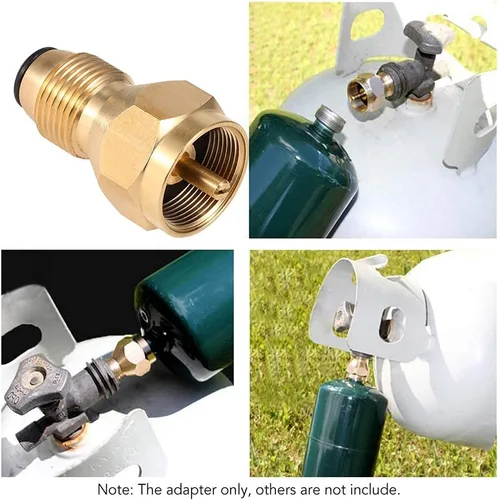 Vista 2 de Joywayus Adaptador de recarga de tanque de propano con 4 tapas de botellas de propano universal para todos los cilindros pequeños de tanque