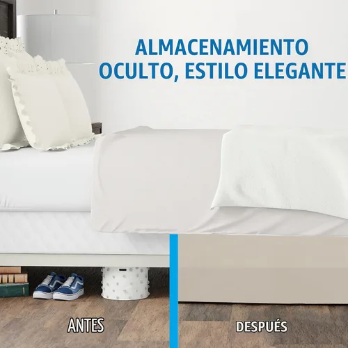 Vista 4 de Rodapié de popelina a medida para cama de Fresh Ideas, 14 pulgadas Marfil