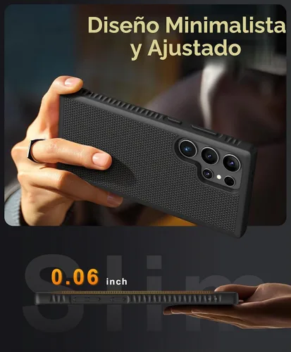 Vista 3 de Funda para Samsung Galaxy S24 Ultra, [probada en caídas de grado militar], delgada, ligera, duradera, resistente, a prueba de golpes, funda Negro