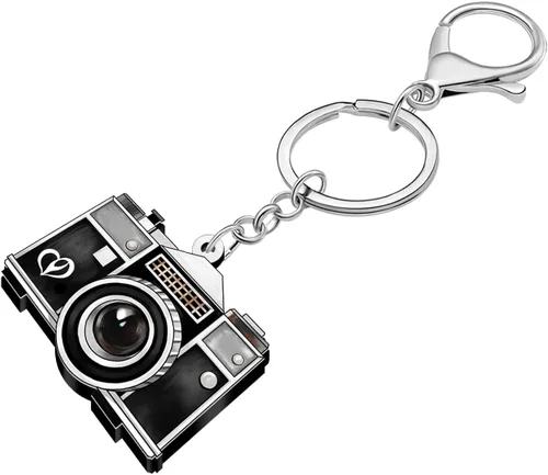 Vista 3 de Llavero de acrílico vintage de los años 80 y 90 para cámara, llavero para amantes de la fotografía, regalos para mujeres y niñas, llaves