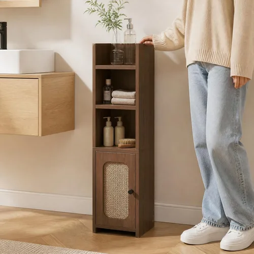 Vista 6 de Gabinete estrecho de papel higiénico, gabinete de almacenamiento de baño