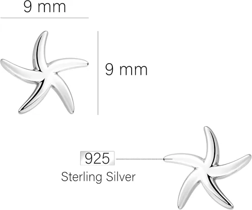 Vista 4 de SOFIA MILANI - Pendientes de plata de ley 925 maciza para mujer - Pendientes de estrella de mar - 20765, Plata de ley, No es una piedra preciosa