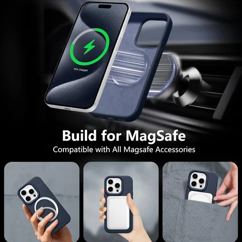 Vista 325 de Funda magnética de silicona para iPhone 13 Pro, color blanco antiguo [Compatible con Magsafe] [Forro de microfibra suave antiarañazos], funda