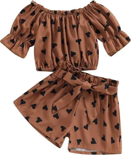 Vista 10 de Conjunto de 2 piezas de ropa con volantes y cuello halter floral para niños pequeños