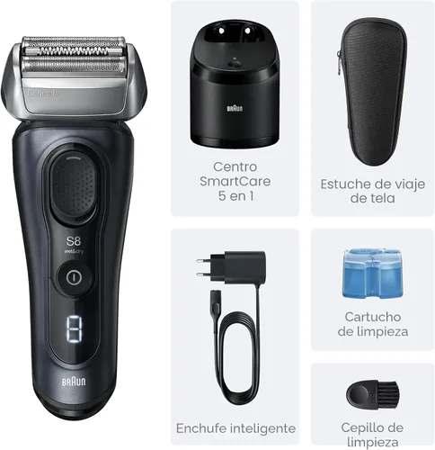 Vista 5 de Braun Series 8 8560cc Maquinilla de afeitar eléctrica para hombre, 4+1 elementos de afeitado y recortador de precisión para cabello largo, centro