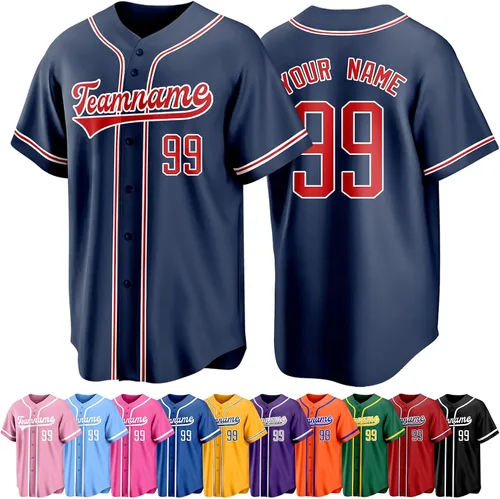Vista 43 de Custom Baseball Jersey Personalized Short Sleeve Team Sport Uniform Baseball Shirt for Men Women Youth Boy