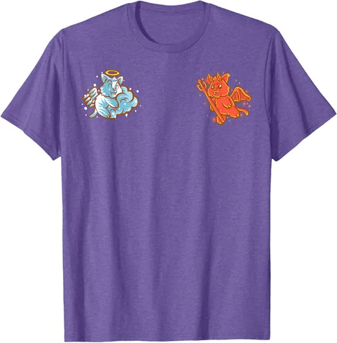 Vista 6 de Camiseta de gato ángel y diablo sentado en tu hombro Nerd Kitten, Negro